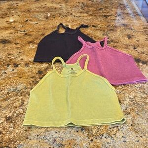 Bundle FP Movement Happiness Runs crop tanks. 3- size med/lrg. Green, blk, pink.